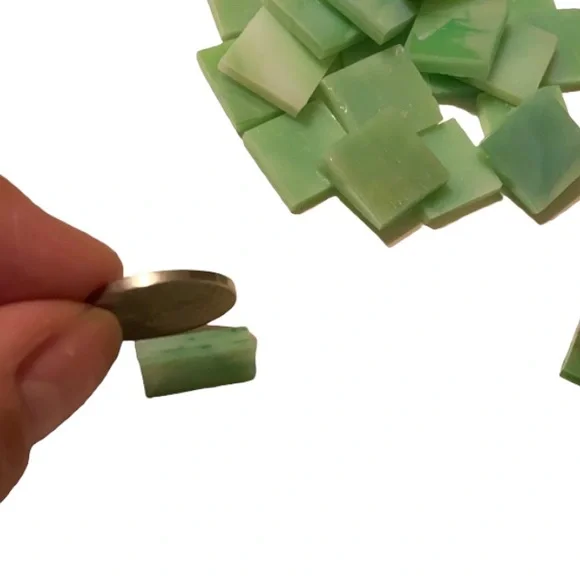 60 Iridescent Mosaic Tiles Small Green White Pink Art Project Crafter DIY - Picture 2 of 5